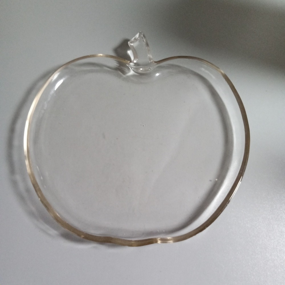 Vintage Clear Glass Apple Shaped Appetizer Plate Fruit Decor 7.75 Inch